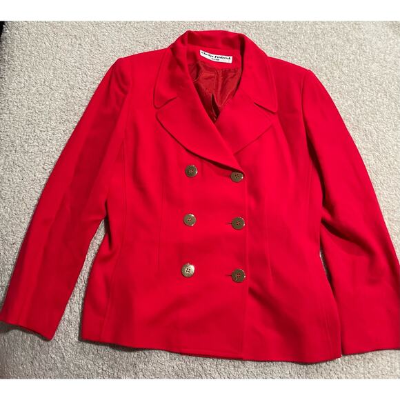Vintage Wool Blazer Chester Frederick 10P Petite Double Breasted Red Made in USA - Picture 1 of 11